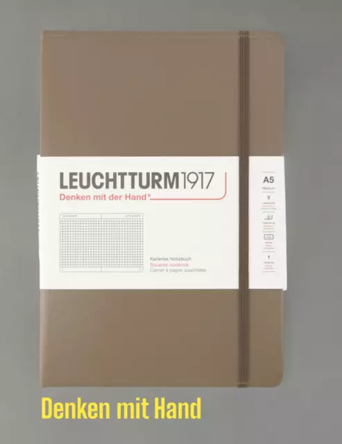 Leuchtturm 1917 Notizbuch - KarierZwei - A5 - Braunes-Neu-219 Seiten-Hardcover