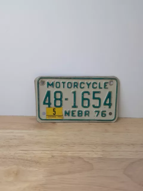 Nebraska Motorcycle License Plate 1976