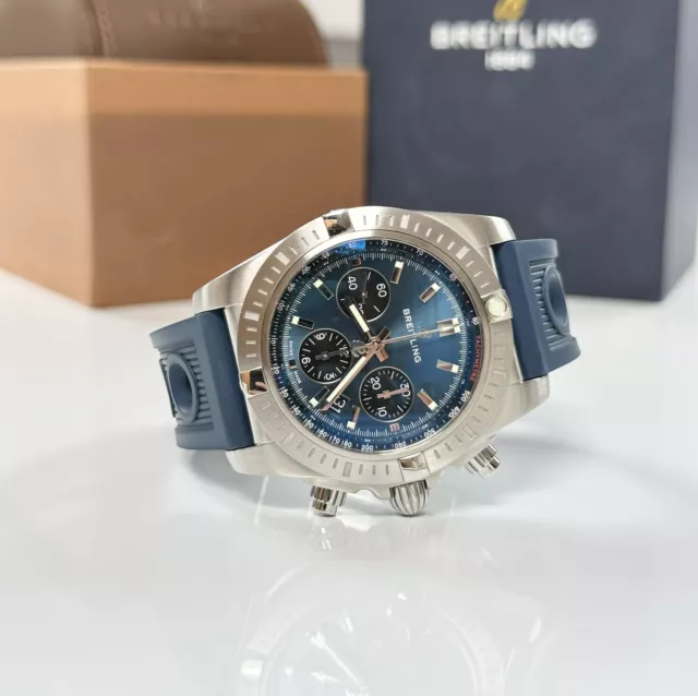 BREITLING CHRONOMAT B01 Cronografo 44 mm cinturino in gomma quadrante blu AB0115 EUR 3.841 25 PicClick IT