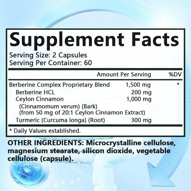 BERBERINE WITH CEYLON Cinnamon & Turmeric Healthy Cholesterol, Anti