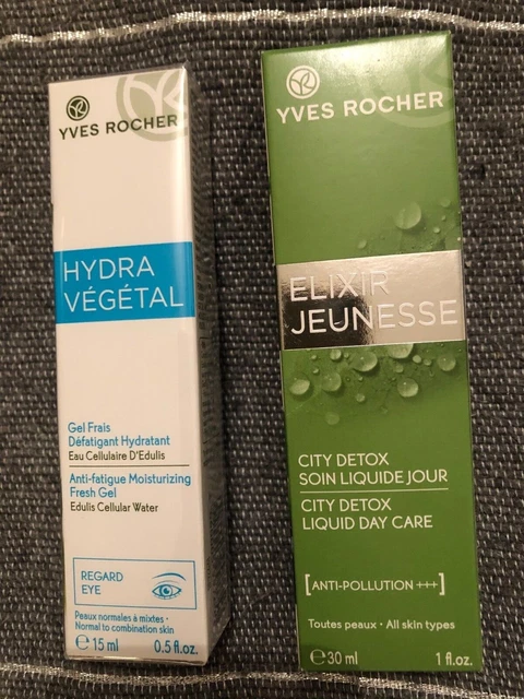 Yves Rocher, Elixir jeunesse, soin jour anti-pollution 30ml + Hydra végétal gel 