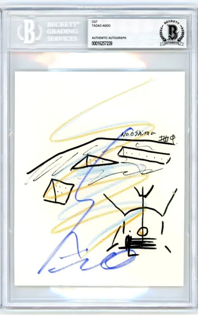 Tadao Ando signed & sketch poster JayZ & Beyonce home architect BAS COA Beckett