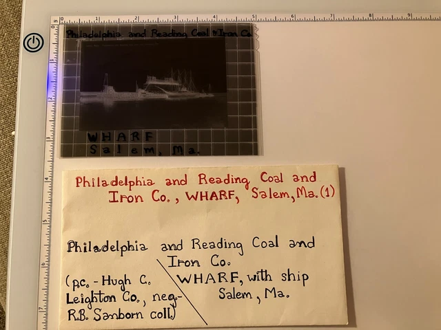 Vintage Film Negative Philadelphia & Reading Coal & Iron Wharf ship Salem MA