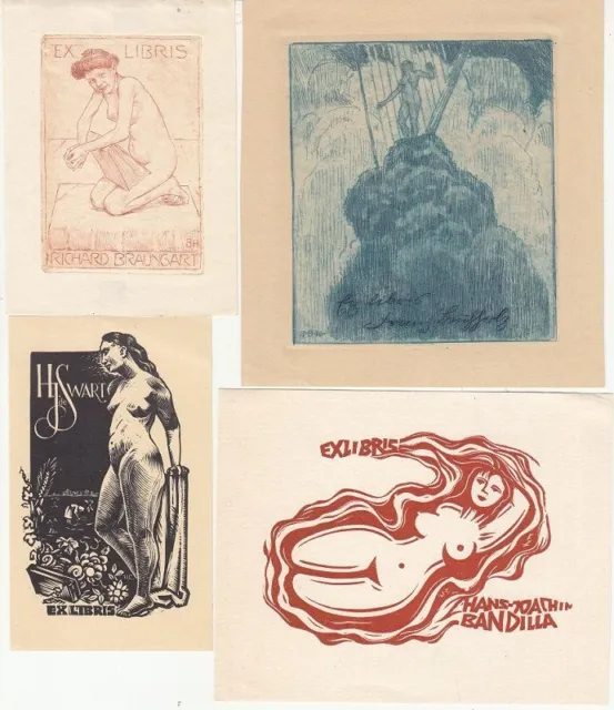 8 Exlibris Bookplate Erotik Akt Konvolut Lot 3