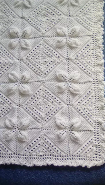 Babies Pram blanket Cream New hand knitted