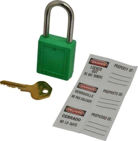 Master Lock. Keyed Alike Retaining Key Lockout Padlock 1-1/2" Shackle Clearan...