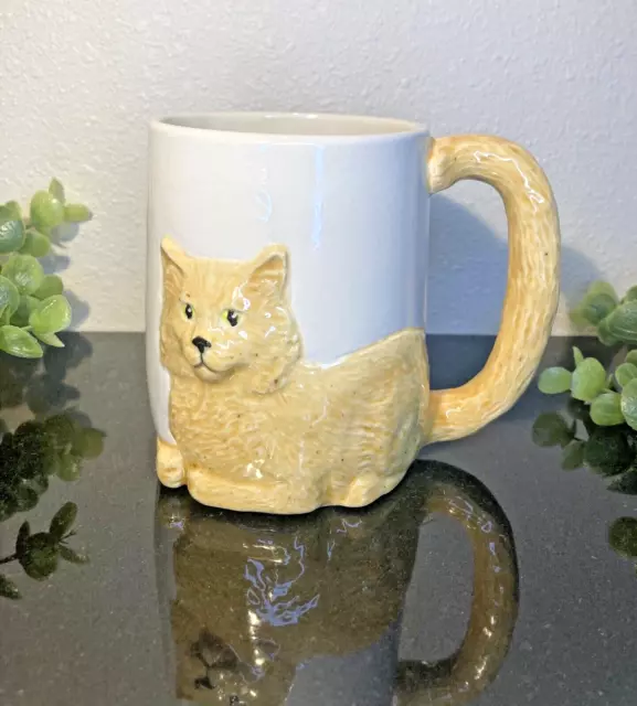 Vintage ⒸSITTRE CERAMIC PROD INC 1987 3D Cat Coffee Tea Mug with Tail Handle