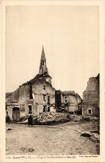 CPA MILITAIRE Guerre-Village et Clocher de Mont s Meurthe (315781)