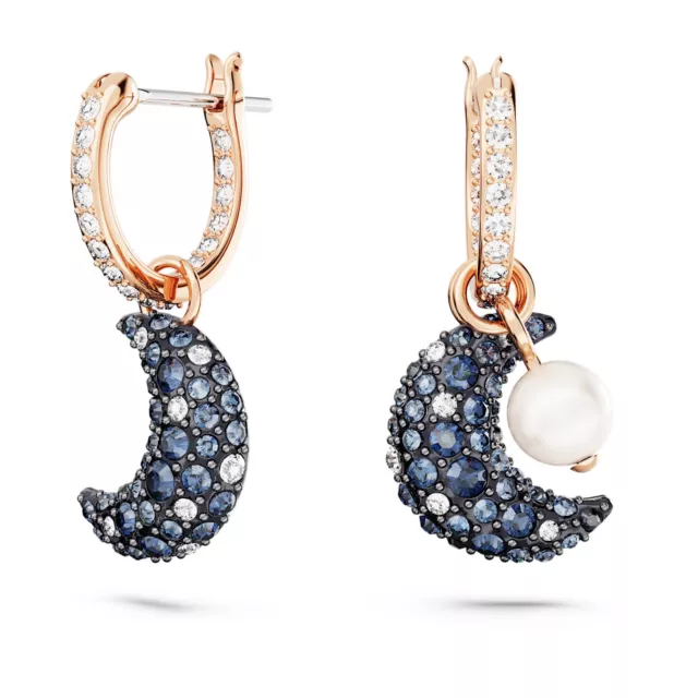 Swarovski Luna Drop Earrings, Asymmetrical Design, Moon, Rose Gold-Tone 5671569