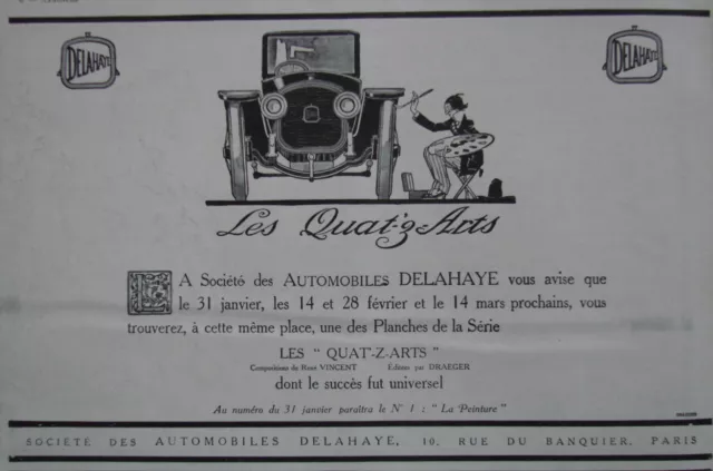 Publicité De Presse 1914 Automobiles Delahaye Les Quat-Z-Arts - Advertising