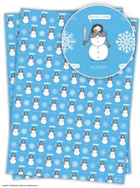 Funny Christmas Xmas Wrapping Paper Gift Wrap Novelty Comedy Humour Jon Snowman