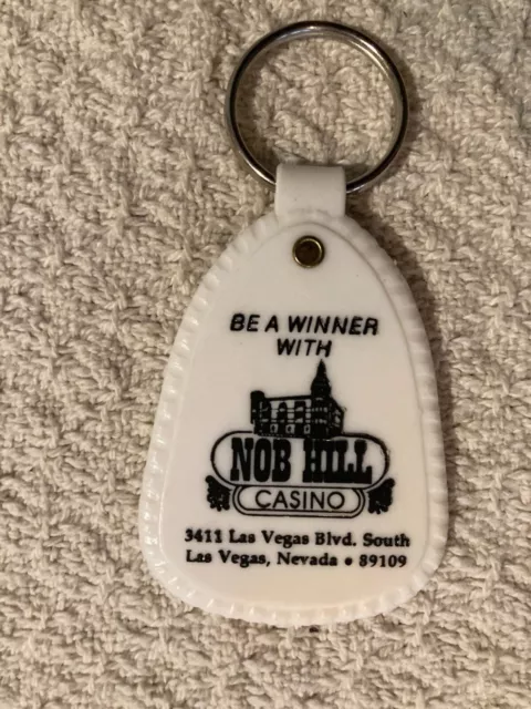 Nob Hill Lounge Restaurant Casino Vintage White Key Chain FOB Las Vegas Nevada