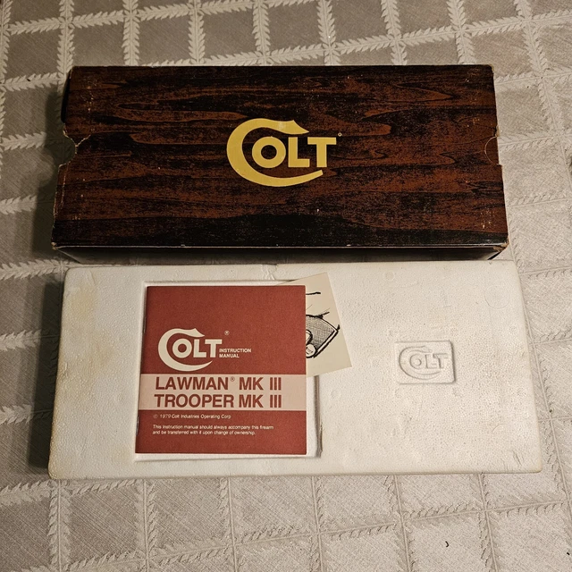 COLT FACTORY WOODGRAIN Box, Styrofoam, Manual, Pamphlet Trooper Lawman ...