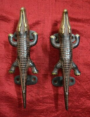Alligator Shape Decorative Door Handle Pair Handcraft Brass Gate Puller