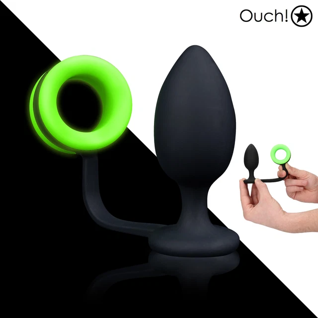 Ouch! - Glow in the Dark Plug Anale con Anello Fallico Fluorescente in Silicone