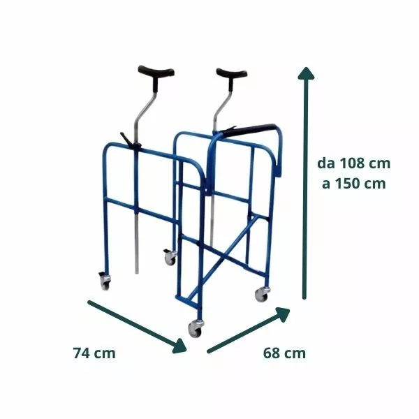 Deambulatore Ascellare pieghevole Girello anziani e disabili Rollator regolabile 2