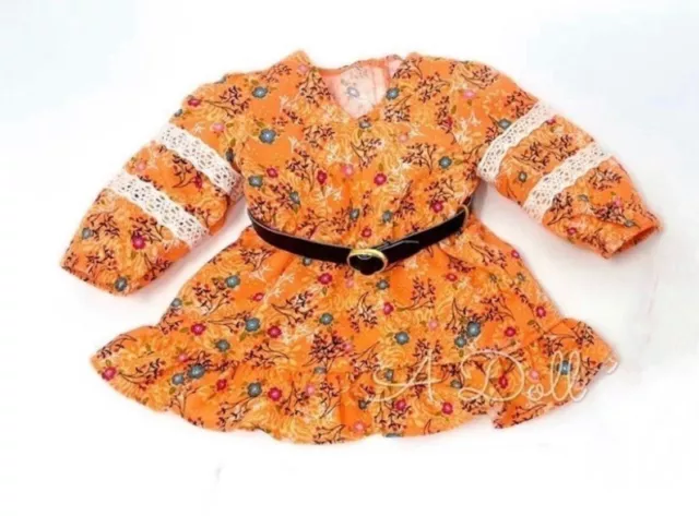 American Girl Doll Evette Meet Outfit NEW Floral Dress Orange Belt