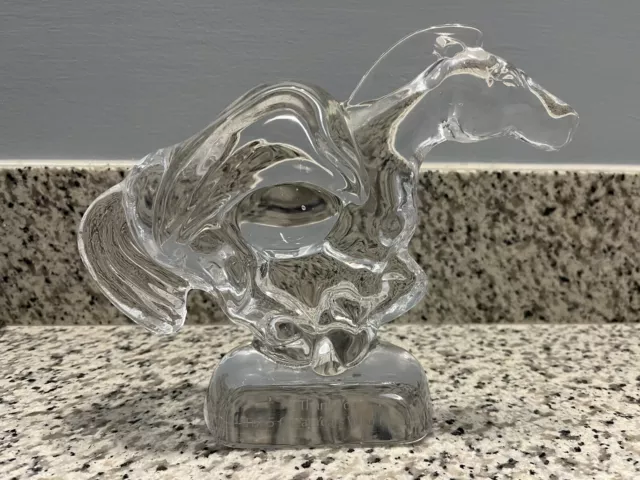 Simon Pearce Crystal Clear Glass Horse Figurine Statue Paperweight Pegasus