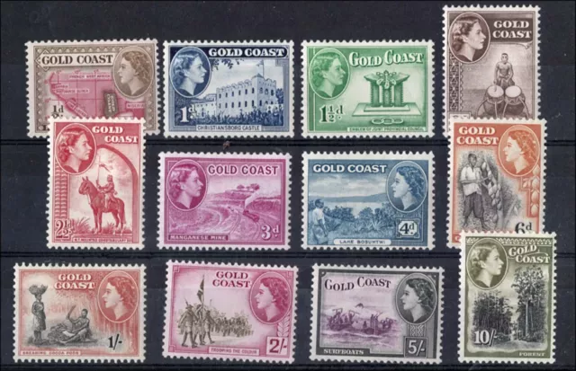 Gold Coast 1952 ½d - 10s set of 12 very fine mint sg153-64 cat £70