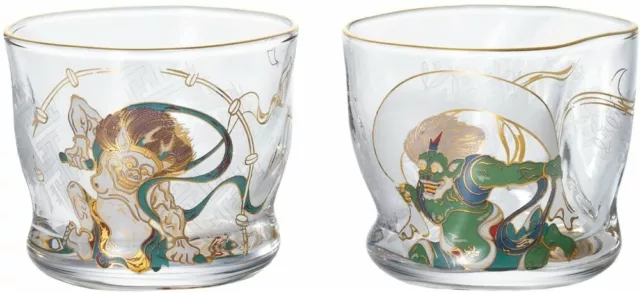 Fujin Raijin Japanese Glass Sake cup set Guinomi Shochu Nihonshu Made in Japan