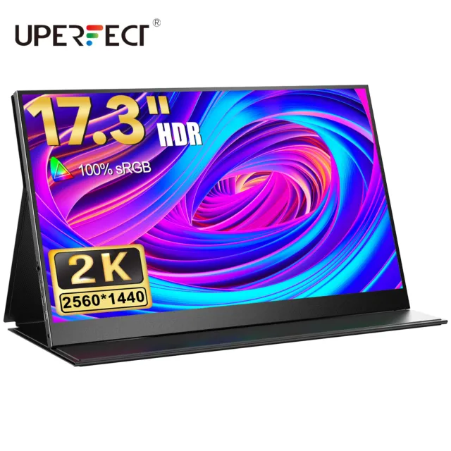 UPERFECT 17,3 Zoll 2K Tragbarer Monitor QHD Zweite Anzeige 2560*1440 USB C HDMI