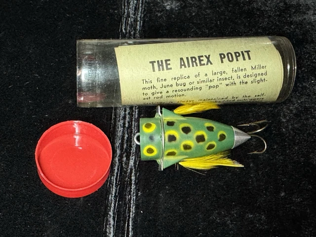 VINTAGE FISHING LURE Airex Bait Co. Popit 1952 NY Early Frog Pattern NOS  W/Tube $20.50 - PicClick