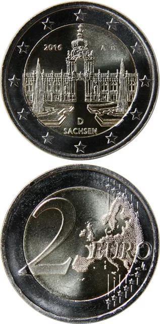 DEUTSCHLAND/GERMANY € 2 Euro 2016 (A) UNC 'Sachsen/Saxony - Dresdner Zwinger'