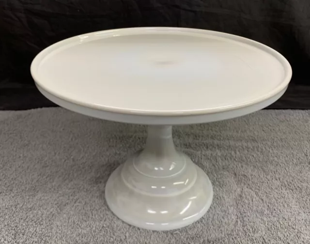 Vintage Mosser Glass 12" x 9 1/4"T GRAY MARBLE Pedestal Cake Pastry Stand Plate