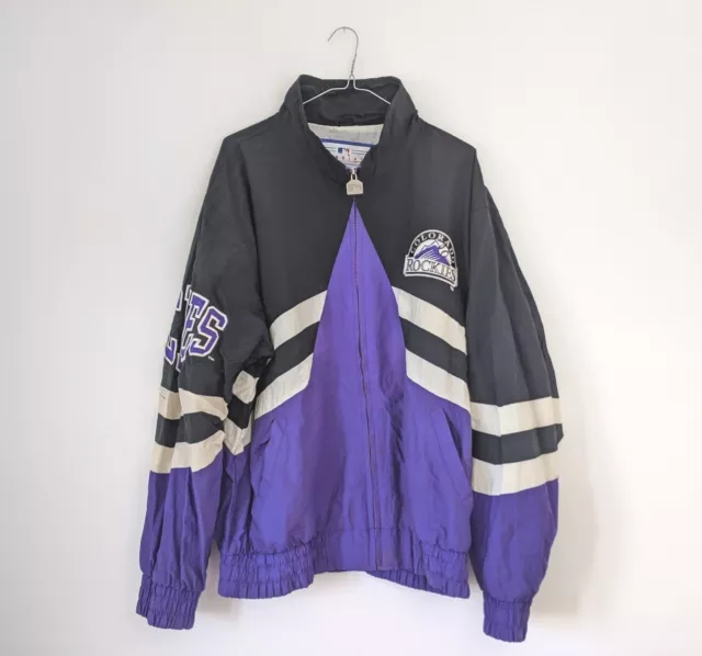 MLB Colorado Rockies Logo Athletic Baseball 90s Jacket Adidas Mens Large