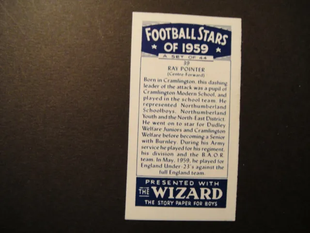 D C Thomson Wizard Fussballstars Von 1959 #39 Ray Pointer Bury Bventry 2