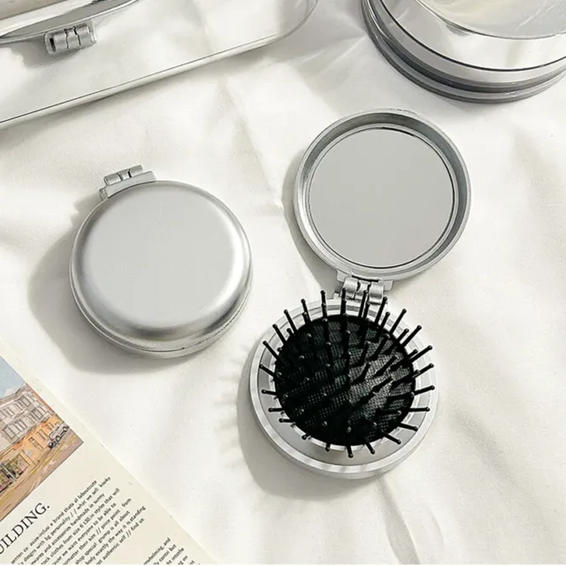 Silver Shell Folding Mirror Comb With Mirror Airbag Massage Air Cushion Comb f