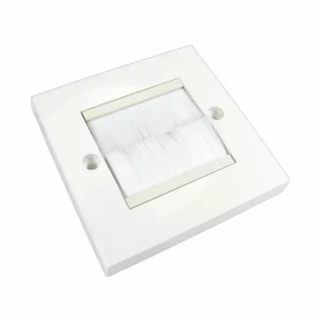 Single Gang White Brush Plate For Cable Entry / Exit Face Plate Wall Socket