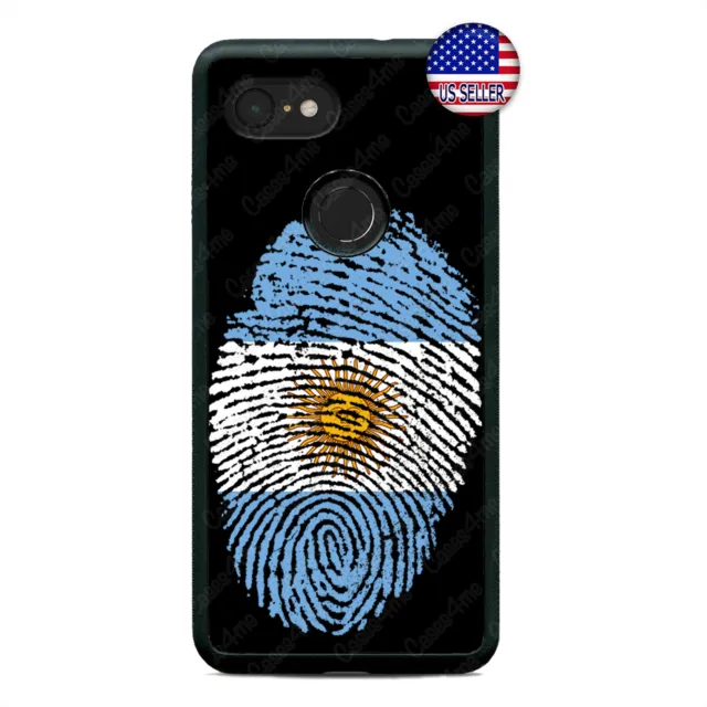 Google Pixel 3 XL 2XL Argentinian Flag Fingerprint Hard Rubber Custom Case Cover