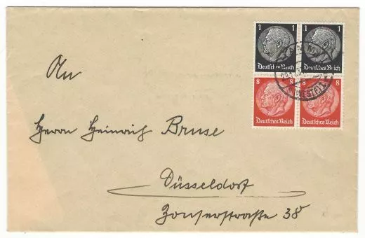 Deutsches Reich 1933 MH. H.-Blatt Block 2x 512 2x 517 Fernbrief Hamm Düsseldorf