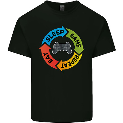 Gamming Eat Sleep Game Repeat Gamer Mens Cotton T-Shirt Tee Top