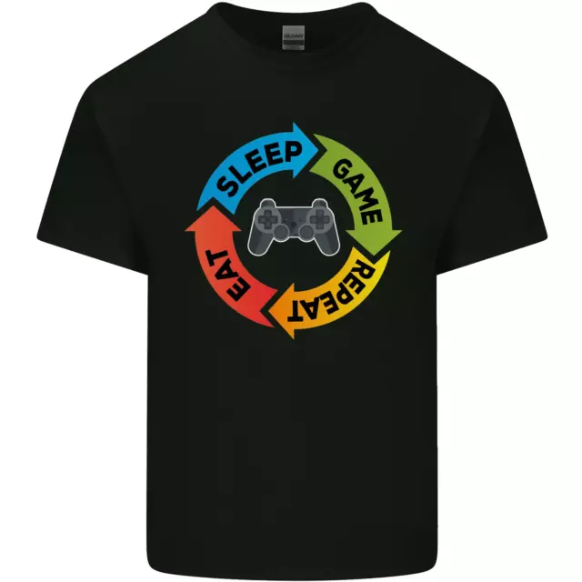 T-shirt da uomo cotone Gamming Eat Sleep Game Repeat Gamer