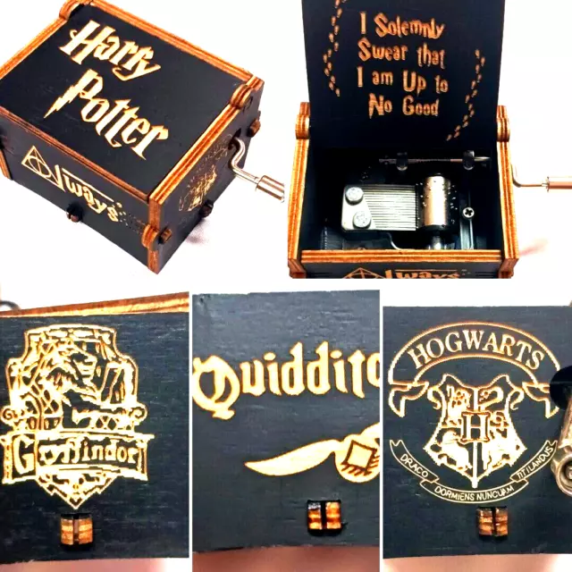 Harry Potter Music Box Engraved Hand Cranked Wooden Toys Xmas Birthday Gifts Toy