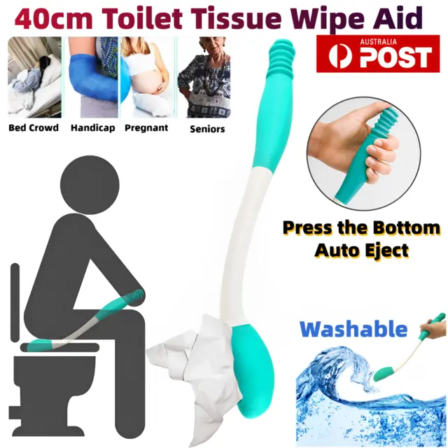 Self Toilet Wipe Aid Long Handled Bottom Tissue Wiper Grip Assist Paper Holder