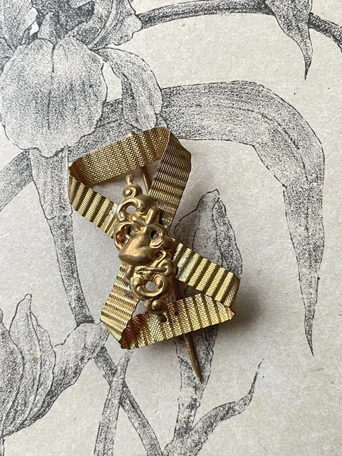 Épingle à Cravate Plaqué Or Style Art Nouveau - Occasion, Vintage, Pour Chapeau Ou Noeud Papillon