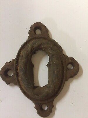 Early Hand-forged Cast Iron Keyhole Door Escutcheon ~ HW70