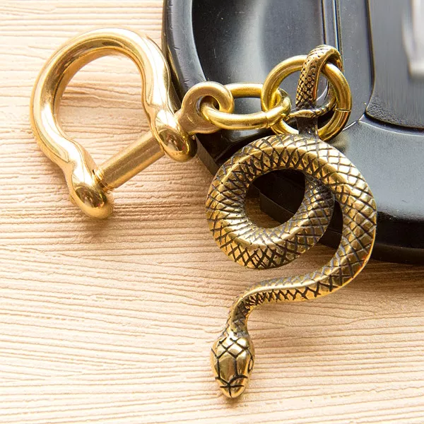 Brass Snake Key Chains Gold Keychain Key Ring Pendant Fob Charms Accessories DIY