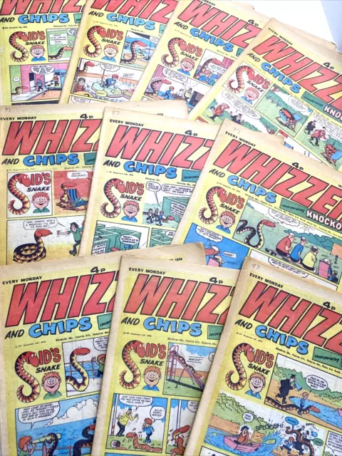 10 x WHIZZER AND CHIPS COMICS from 1974 - JOB LOT / BUNDLE 70s Comic Nostalgia