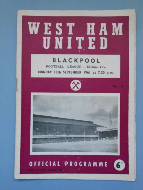 West Ham Blackpool 1961/62 League Division One mint condition
