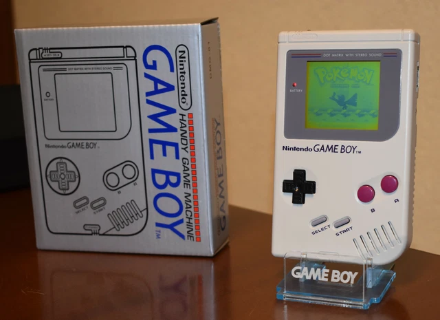 Nintendo Game Boy Classic Grey DMG-01 Fixed as new + Box + Stand + Game