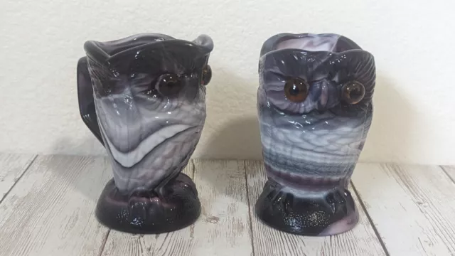 Imperial Purple Slag Glass Owl Creamer & Sugar Set by Summit Glass