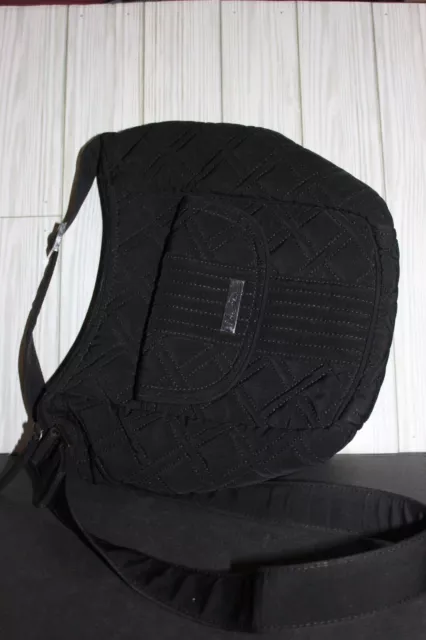 Vera Bradley BLACK MICROFIBER Little Hipster CROSSBODY Organizer Purse