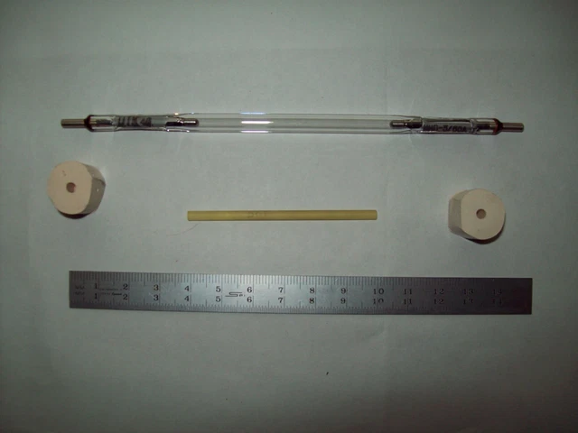 Set of Nd:YAG rod, 3 x 60 mm, slightly used, and matching size flashlamp, new
