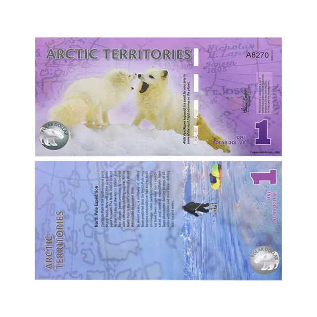 14pc/set UNC Arctic Dollar Banknote Polar Bear Animal Dollar Banknote Collection 2