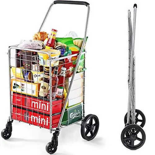 Wellmax WM99024S Grocery Utility Shopping Cart Easily Collapsible and...					...