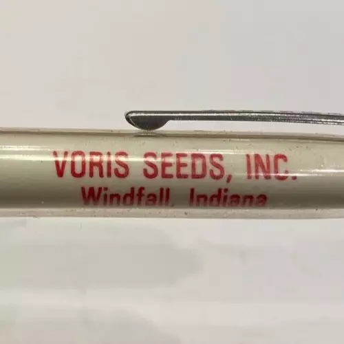 1970s Voris Seeds Inc Farmer Farming Advertising Red Ball Pen Windfall Indiana